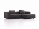 Lounge-Sofa Sereno, bodennah, B267xT180xH71 cm, Sitzhöhe 43 cm, mit Liegeteil rechts inkl. 2 Kissen (70x55 cm), Buche, Wollstoff Stavang Stein