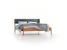 Bett Alwy mit Polsterbetthaupt, 180 x 200 cm, Wollstoff Elverum Grüngrau (84), Eiche