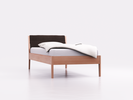 Bett Almeno, Buche, 90x200 cm, Kopfhaupt incl. abnehmbarer Housse Wollstoff Stavang Torf