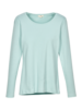 Shirt Langarm Rippe, pastell türkis