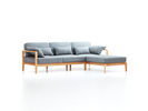 Loungesofa Linera, schmal mit Liegeteil rechts, Wollstoff Kaland Kiesel (68), Buche