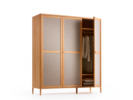 Kleiderschrank Tenso 3-türig, Wollstoff Tano Natur, Buche