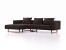 Lounge-Sofa Sereno, B297xT180xH71 cm, Sitzhöhe 43 cm, mit Liegeteil links inkl. 3 Kissen (70x55 cm), Kufenfuß Buche, Wollstoff Stavang Torf