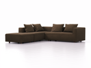 Ecksofa Sereno, bodennah, B276xT276xH71 cm, Sitzhöhe 43 cm, mit Liegeteil links inkl. 4 Kissen (70x55 cm), Buche, Wollstoff Kaland Torf