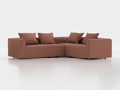 Ecksofa Sereno inkl. 4 Kissen (70x55 cm), Eckteil rechts, B 276 x T 235 cm, Bodennah, mit Bezug Wollstoff Elverum Ziegel (85), Buche