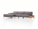 Lounge-Sofa Alani, B 340 x T 179 cm, Liegeteil links, Sitzhöhe in cm 44, mit Bezug Wollstoff Stavang Kiesel (62), Eiche
