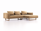 Lounge-Sofa Sereno, B297xT180xH71 cm, Sitzhöhe 43 cm, mit Liegeteil rechts inkl. 3 Kissen (70x55 cm), Kufenfuß Eiche, Wollstoff Elverum Haselnuss