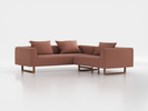 Ecksofa Sereno inkl. 3 Kissen (70x55 cm), Eckteil links, B 246 x T 235 cm, Kufenfuß, mit Bezug Wollstoff Elverum Ziegel (85), Eiche