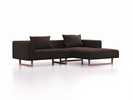 Lounge-Sofa Sereno, B267xT180xH71 cm, Sitzhöhe 43 cm, mit Liegeteil rechts inkl. 2 Kissen (70x55 cm), Kufenfuß Buche, Wollstoff Stavang Torf