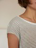 Shirt kurzarm, ringel weiss/oliv