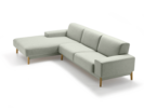 Lounge-Sofa Alani Liegeteil inkl. fixer Armlehne links, Eiche, mit Bezug Leinenstoff Lino Jade