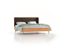Bett Tonda mit Polsterbetthaupt, 180 x 210 cm, Wollstoff Stavang Torf (64), Buche