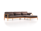 Loungesofa Linera, breit mit Liegeteil rechts, Wollstoff Tano Natur Dunkel (81), Buche