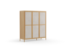 Kleiderschrank Tenso 3-türig, Wollstoff Tano Natur Hell, Eiche