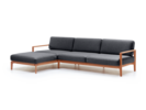 Loungesofa Linera, breit mit Liegeteil links, Wollstoff Stavang Schiefer, Buche