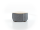 Sofatisch/Hocker Tambor mit Stauraum u. Holzdeckel, H 34,3 cm, Ø 64 cm, Bezug Wollstoff Kaland Kiesel (68), Esche