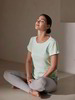 Shirt mit Raffung, light aqua; Leggings, grau melange