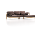 Loungesofa Linera, schmal mit Liegeteil rechts, Wollstoff Tano Natur Dunkel (81), Esche