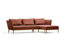 Lorea Lounge-Sofa, Liegeteil rechts, Eiche, mit Bezug Wollstoff Kaland Ziegel