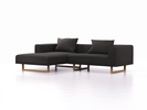 Lounge-Sofa Sereno, B267xT180xH71 cm, Sitzhöhe 43 cm, mit Liegeteil links inkl. 2 Kissen (70x55 cm), Kufenfuß Eiche, Wollstoff Stavang Schiefer