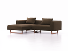 Lounge-Sofa Sereno, B267xT180xH71 cm, Sitzhöhe 43 cm, mit Liegeteil links inkl. 2 Kissen (70x55 cm), Kufenfuß Buche, Wollstoff Kaland Torf