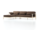 Loungesofa Linera, breit mit Liegeteil links, Wollstoff Kaland Torf (70), Esche