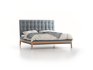 Polsterbett Filomena, 180 x 200 cm, Wollstoff Kaland Kiesel (68), Eiche