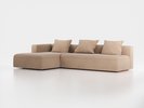 Lounge-Sofa Sereno mit Schlaffunktion inkl. 3 Kissen (70x55 cm), B 320,5 x T 180 cm, Bodennah, Liegeteil links, mit Bezug Wollstoff Elverum Haselnuss (74), Buche