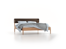 Bett Alwy mit Polsterbetthaupt, 180 x 200 cm, Wollstoff Kaland Torf (70), Eiche
