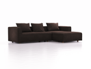 Lounge-Sofa Sereno, bodennah, B297xT180xH71 cm, Sitzhöhe 43 cm, mit Liegeteil rechts inkl. 3 Kissen (70x55 cm), Eiche, Wollstoff Stavang Torf