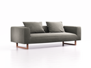 3er Sofa Sereno, B235xT96xH71cm, Sitzhöhe 43 cm, inkl. 2 Kissen (70x55 cm), Kufenfuß Buche, Wollstoff Elverum Mocca