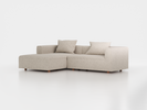 Lounge-Sofa Sereno  inkl. 2 Kissen (70x55 cm), B 267 x T 180 cm, Liegeteil links, Bodennah, mit Bezug Wollstoff Tano Natur Hell (80), Buche