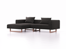 Lounge-Sofa Sereno, B267xT180xH71 cm, Sitzhöhe 43 cm, mit Liegeteil links inkl. 2 Kissen (70x55 cm), Kufenfuß Buche, Wollstoff Stavang Schiefer