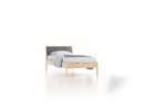 Bett Almeno mit Kopfhaupt inkl. abnehmbare Housse, 90 x 200 cm, Wollstoff Elverum Mocca (73), Zirbe