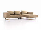 Lounge-Sofa Sereno, B297xT180xH71 cm, Sitzhöhe 43 cm, mit Liegeteil rechts inkl. 3 Kissen (70x55 cm), Kufenfuß Eiche, Wollstoff Stavang Sand