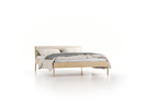 Bett Almeno mit Kopfhaupt inkl. wechselbarer Housse, 160 x 200 cm, Wollstoff Tano Natur Hell (80), Esche