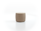 Sofatisch/Hocker Tambor mit Stauraum u. Holzdeckel, H 34,3 cm, Ø 39 cm, Bezug Wollstoff Stavang Sand (66), Esche