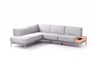 Ecksofa Alani, 224,5x280x82 cm, Sitzhöhe 44 cm, Buche, mit Bezug Wollstoff Stavang Kiesel