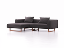 Lounge-Sofa Sereno, B267xT180xH71 cm, Sitzhöhe 43 cm, mit Liegeteil links inkl. 2 Kissen (70x55 cm), Kufenfuß Buche, Wollstoff Stavang Stein