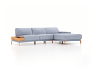 Lounge-Sofa Alani, B 300 x T 179 cm, Liegeteil rechts, Sitzhöhe in cm 44, mit Bezug Wollstoff Elverum Blaugrau (83), Buche