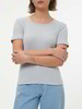 Kurzarmshirt Rippe, ringel himmelblau/pfirsich