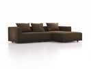 Lounge-Sofa Sereno, bodennah, B297xT180xH71 cm, Sitzhöhe 43 cm, mit Liegeteil rechts inkl. 3 Kissen (70x55 cm), Buche, Wollstoff Kaland Torf