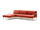 Loungesofa Linera, breit mit Liegeteil links, Wollstoff Kaland Ziegel, Esche