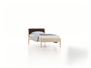 Bett Almeno mit Kopfhaupt inkl. wechselbarer Housse, 90 x 200 cm, Wollstoff Kaland Torf (70), Esche