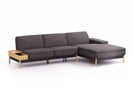 Lounge-Sofa Alani Liegeteil inkl. fixer Armlehne rechts, 300x179x82 cm, Sitzhöhe 44 cm, Eiche, mit Bezug Wollstoff Stavang Stein