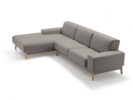 Lounge-Sofa Alani Liegeteil inkl. fixer Armlehne links, Buche, mit Bezug Leinenstoff Lino Schiefer