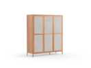 Kleiderschrank Tenso 3-türig, Wollstoff Tano Natur Hell, Kernbuche 