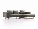 Lounge-Sofa Sereno, B297xT180xH71 cm, Sitzhöhe 43 cm, mit Liegeteil rechts inkl. 3 Kissen (70x55 cm), Kufenfuß Eiche, Wollstoff Elverum Mocca
