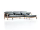 Loungesofa Linera, breit mit Liegeteil rechts, Wollstoff Elverum Mocca (73), Eiche