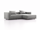 Lounge-Sofa Sereno, bodennah, B267xT180xH71 cm, Sitzhöhe 43 cm, mit Liegeteil rechts inkl. 2 Kissen (70x55 cm), Eiche, Wollstoff Kaland Kiesel